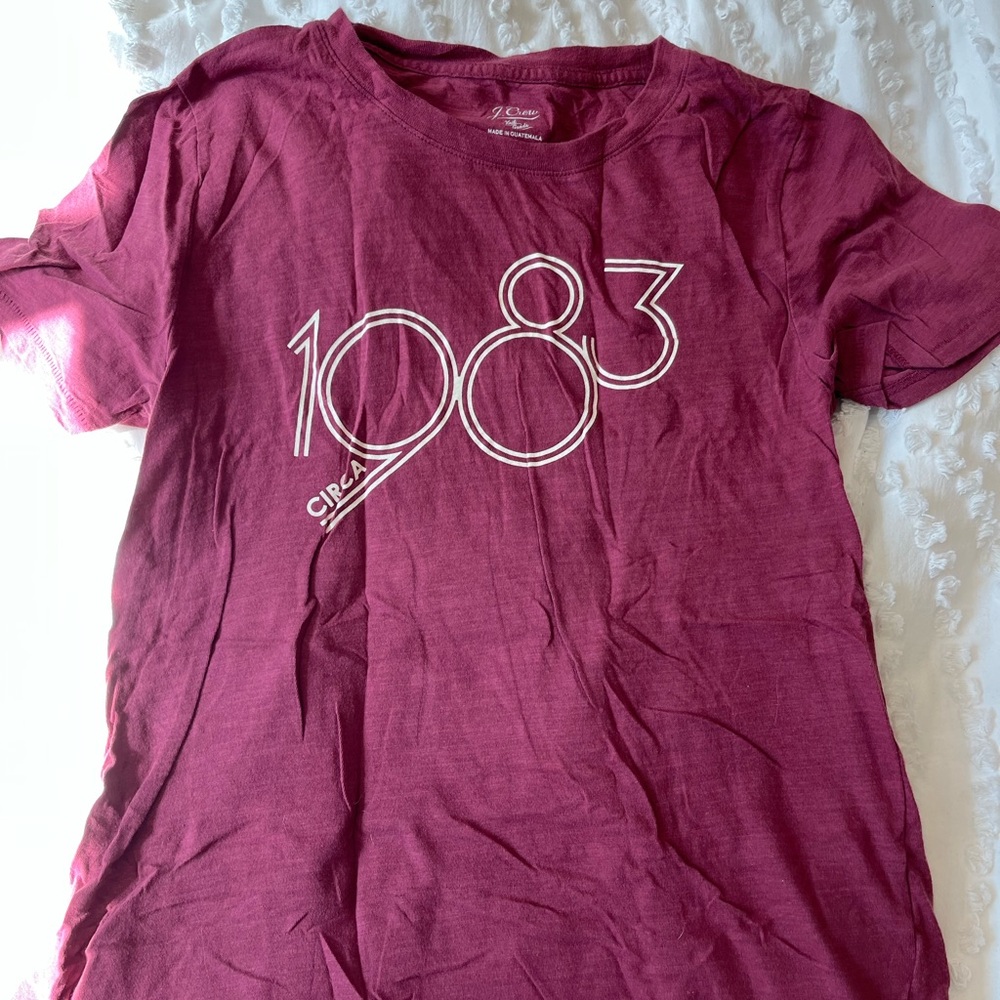 Jcrew Burgundy Graphic Tee with 1983 Print
